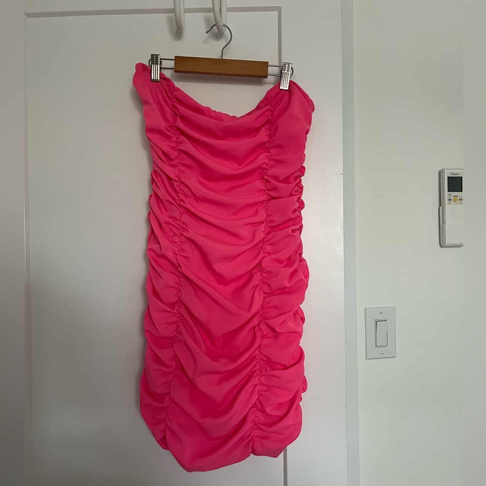 Wild Honey ruched hot pink dress